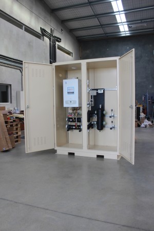 Gas boiler cabinet pre-assembled off site