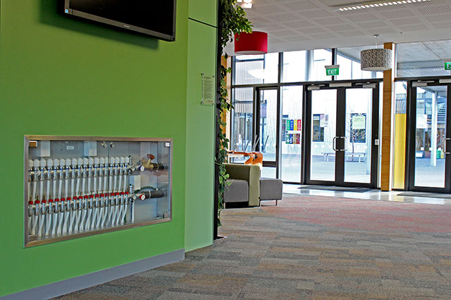 Glass Manifold Cabinet at Rangiruru School 640